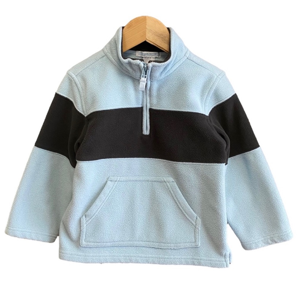 Janie and Jack | Toddler Fleece Pullover Jacket | Light Blue & Gray | Size 3T